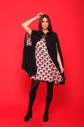 Cape noire femme doublée motif rétro