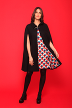 Cape noire femme doublée motif rétro