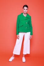 Blouson Croisé Chic Boutons Argentés