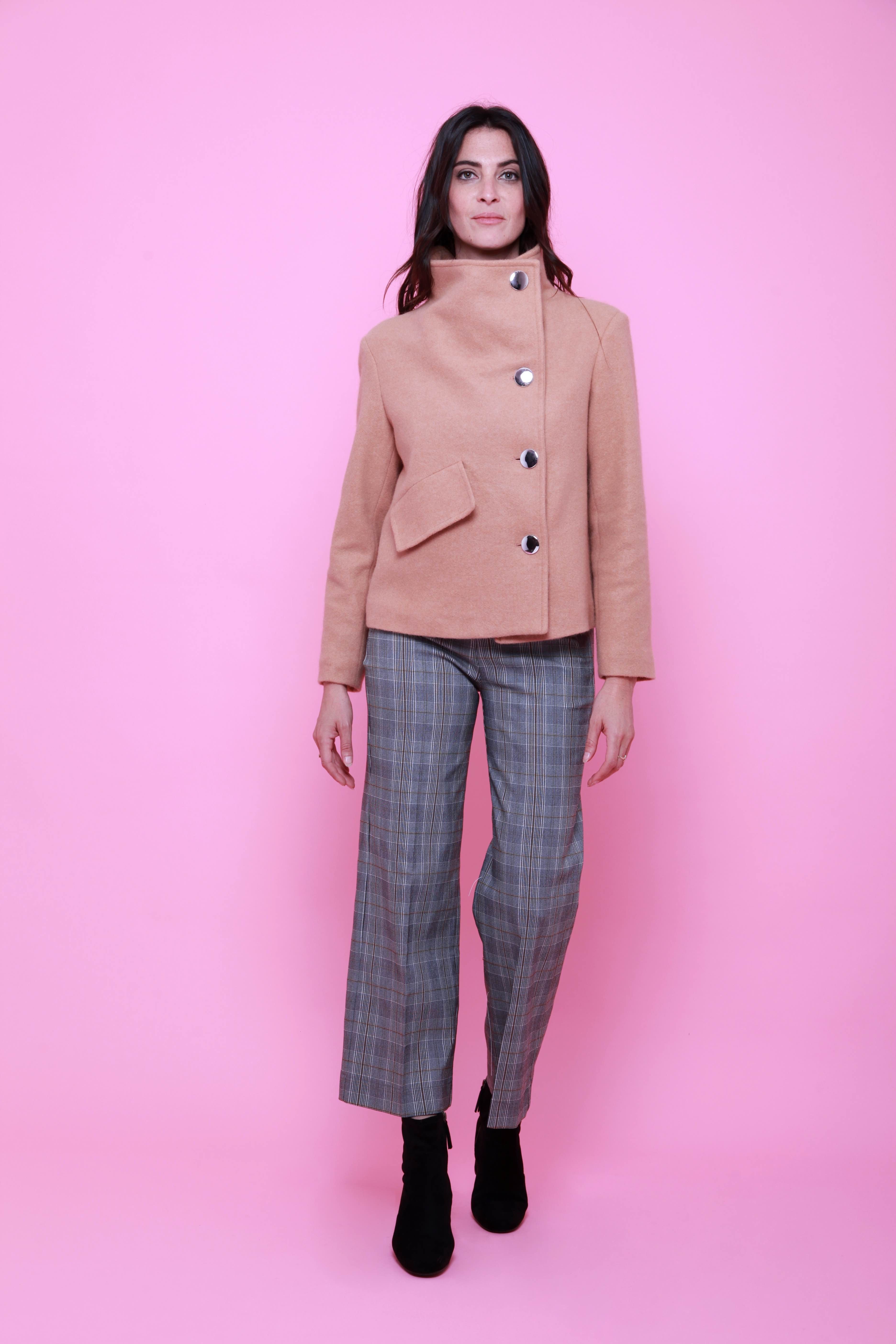 Blouson Croisé Chic Boutons Argentés