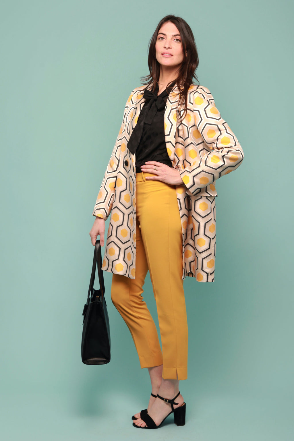 Manteau Léger Femme Motif Géométrique Rétro Années 70