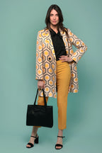 Manteau Léger Femme Motif Géométrique Rétro Années 70