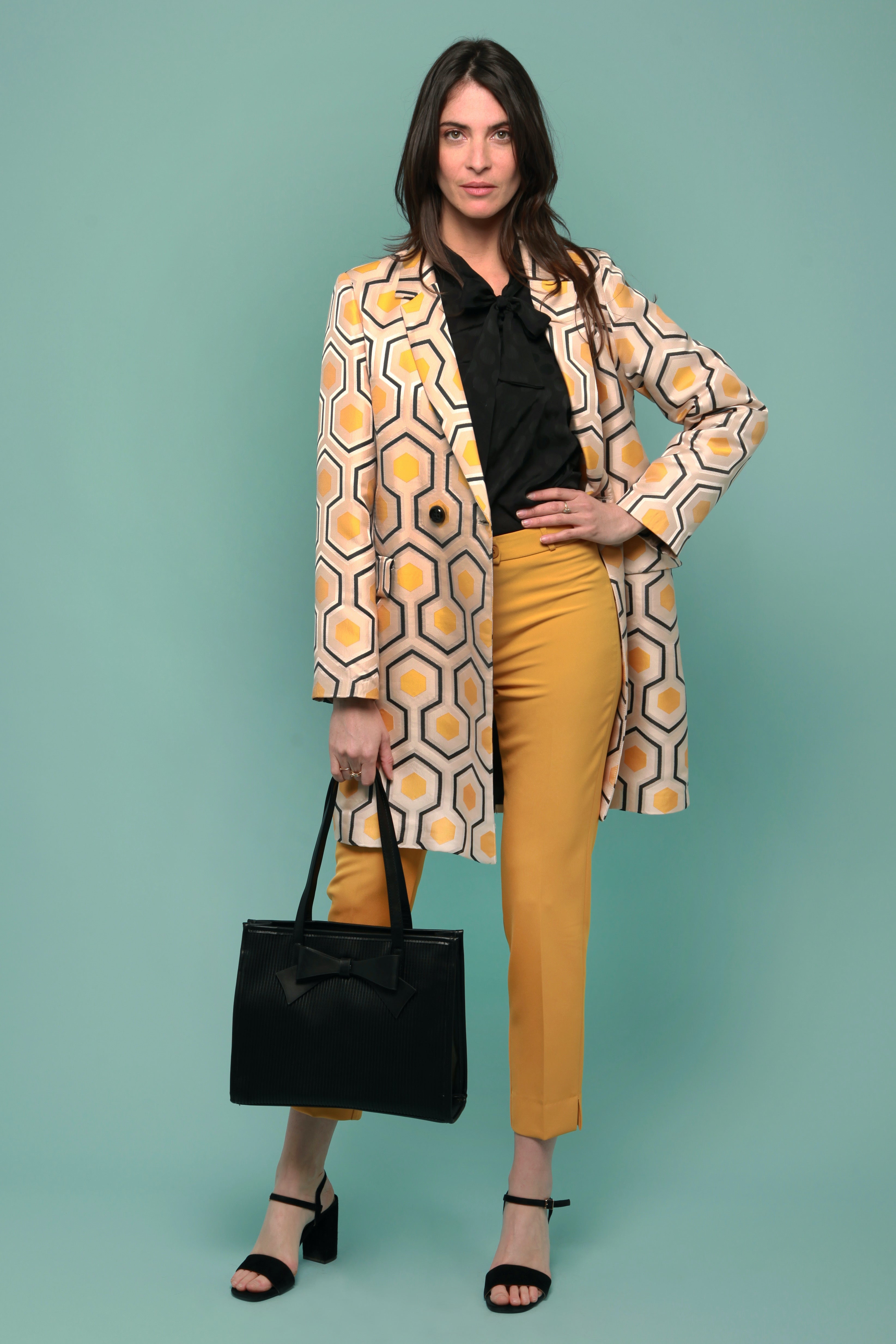 Manteau Léger Femme Motif Géométrique Rétro Années 70