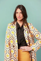 Manteau Léger Femme Motif Géométrique Rétro Années 70