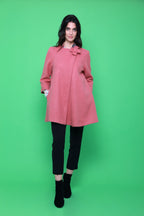 Manteau coupe trapèze Bois de Rose | Laine et Nœud Décoratif