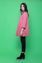 Manteau coupe trapèze Bois de Rose | Laine et Nœud Décoratif