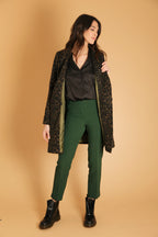 Manteau Léopard Femme Laine Mi-Longue