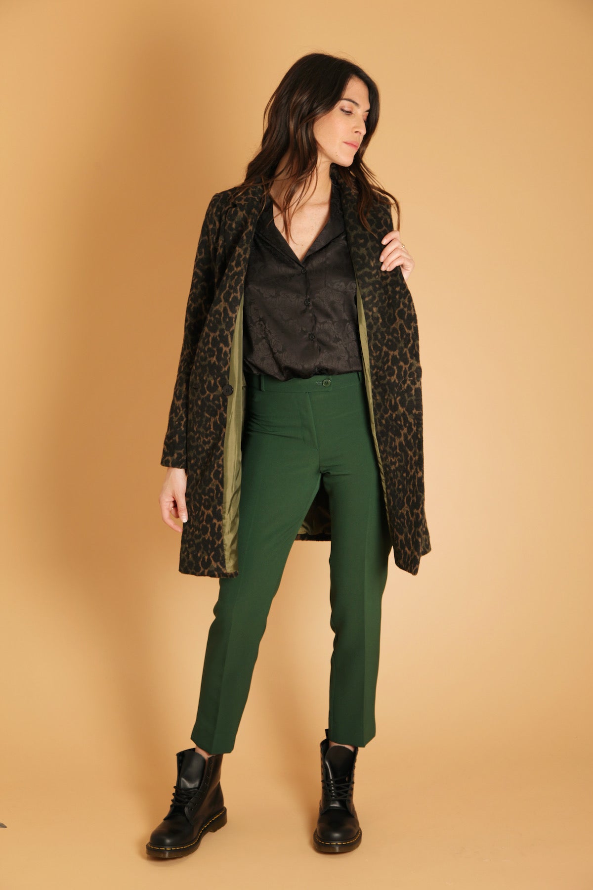 Manteau Léopard Femme Laine Mi-Longue