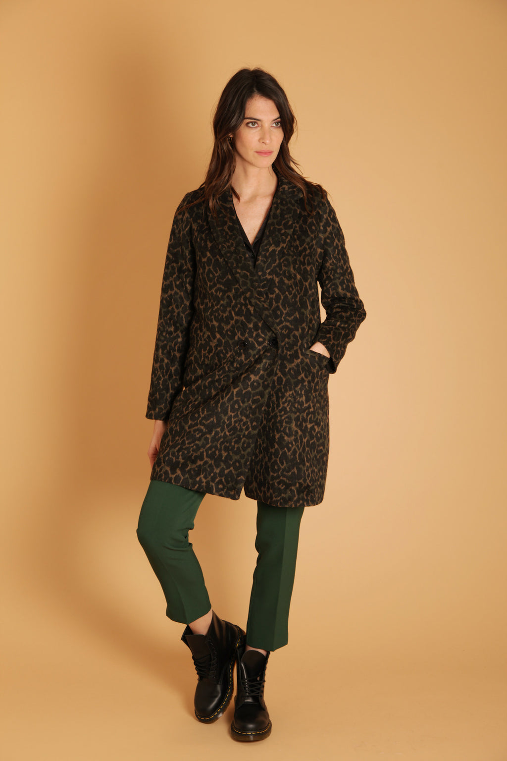 Manteau Léopard Femme Laine Mi-Longue