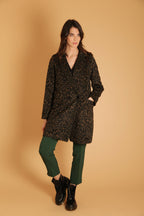 Manteau Léopard Femme Laine Mi-Longue