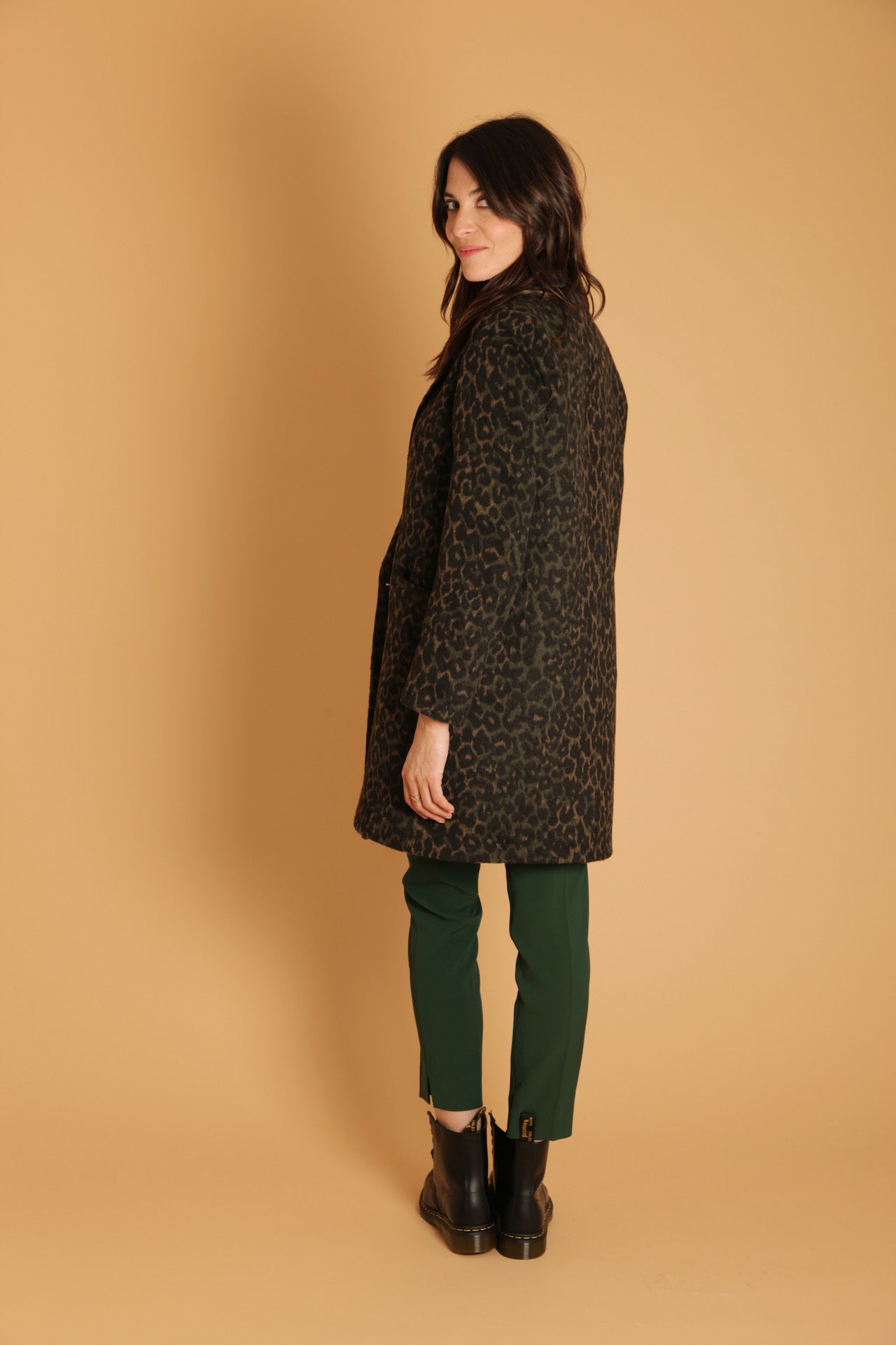 Manteau Léopard Femme Laine Mi-Longue