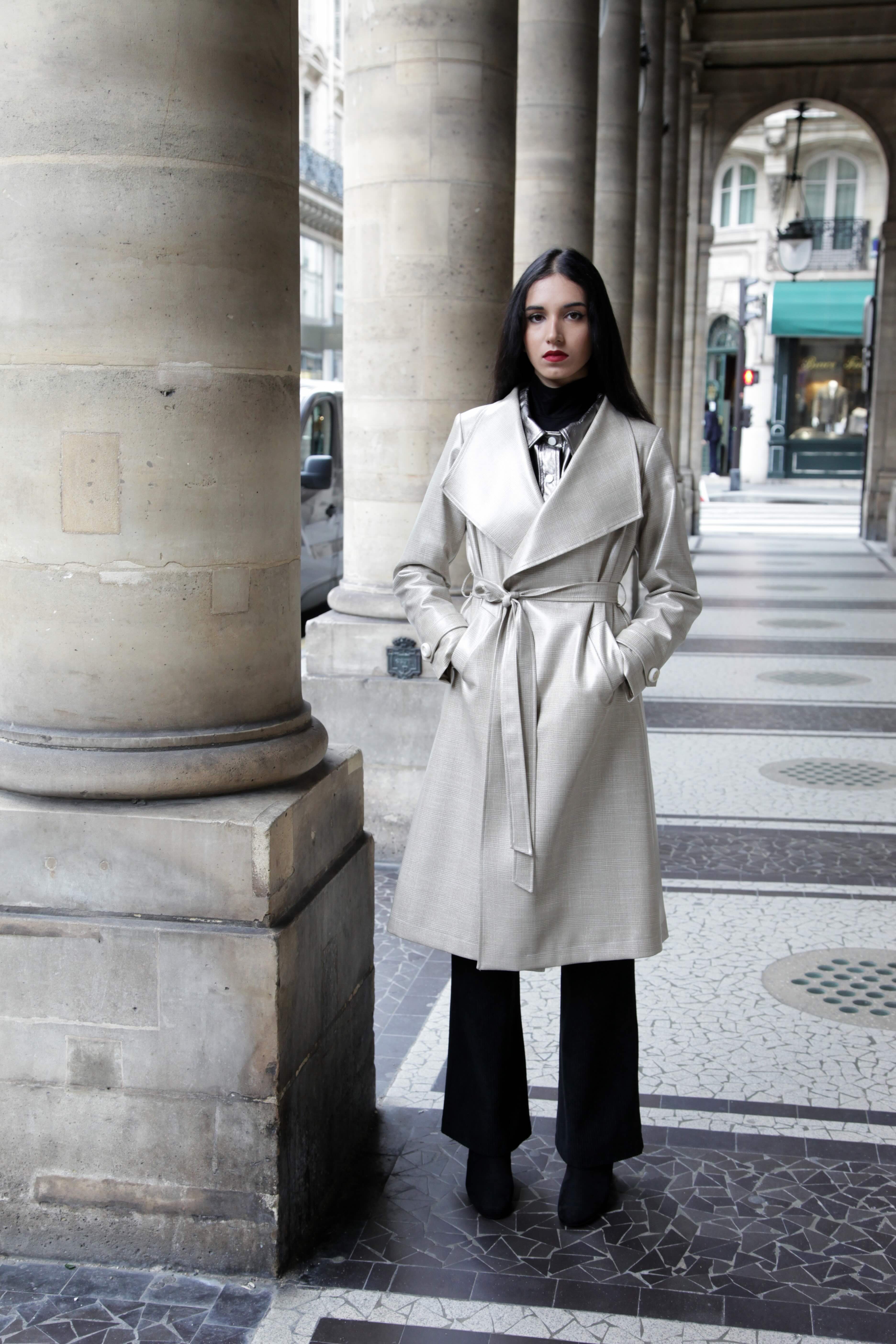 Manteau Trench  Femme Long Métallisé