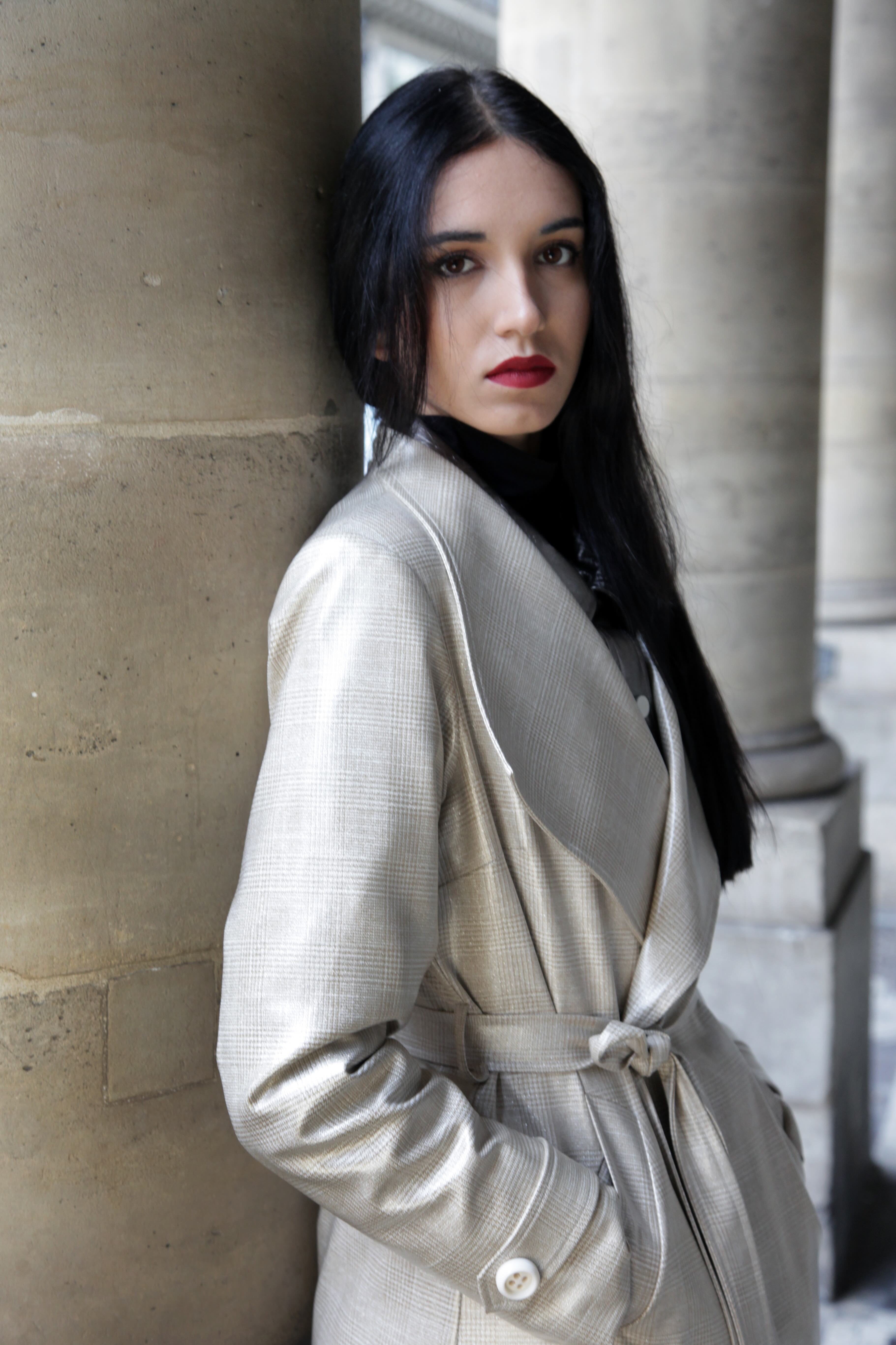 Manteau Trench  Femme Long Métallisé