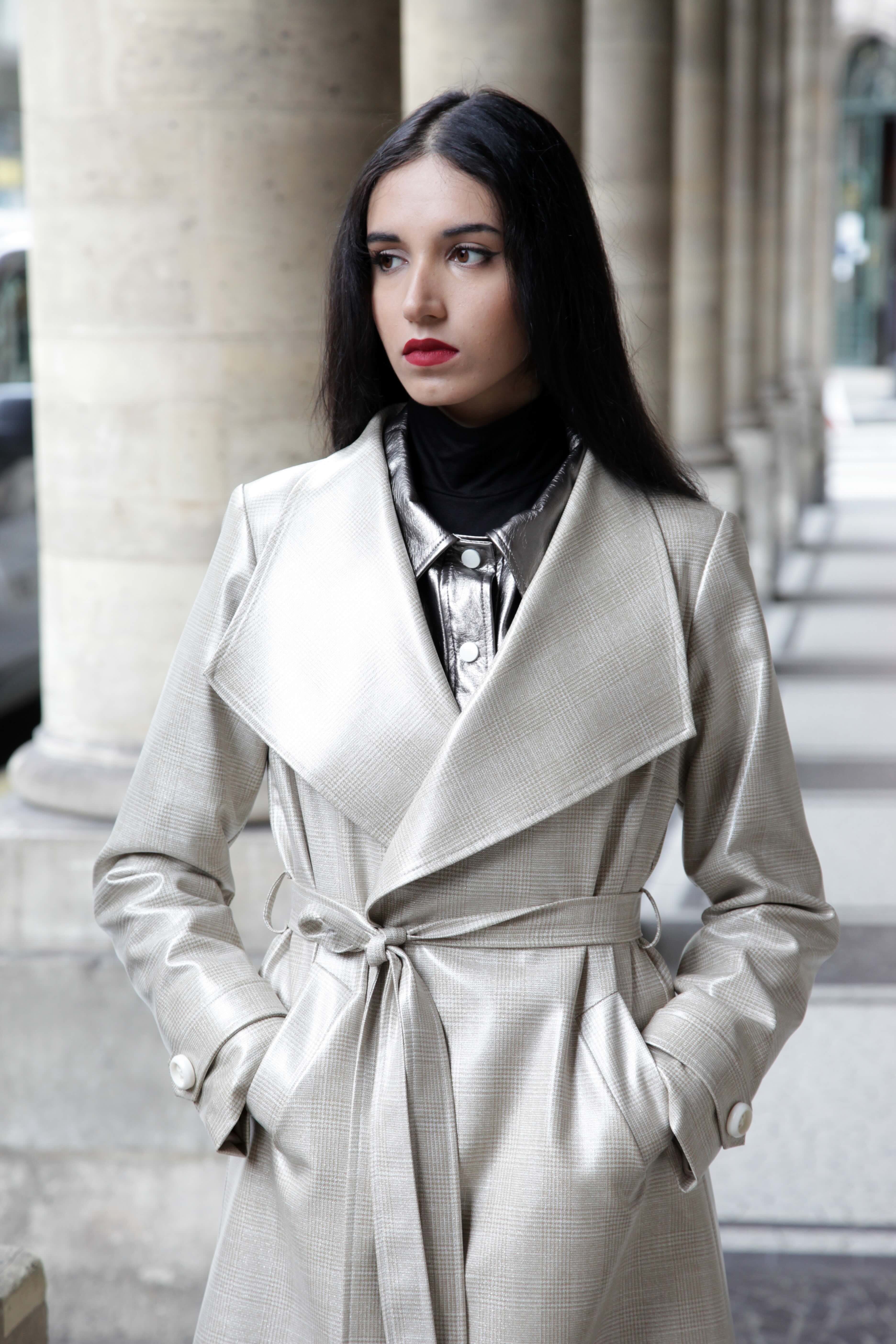 Manteau Trench  Femme Long Métallisé
