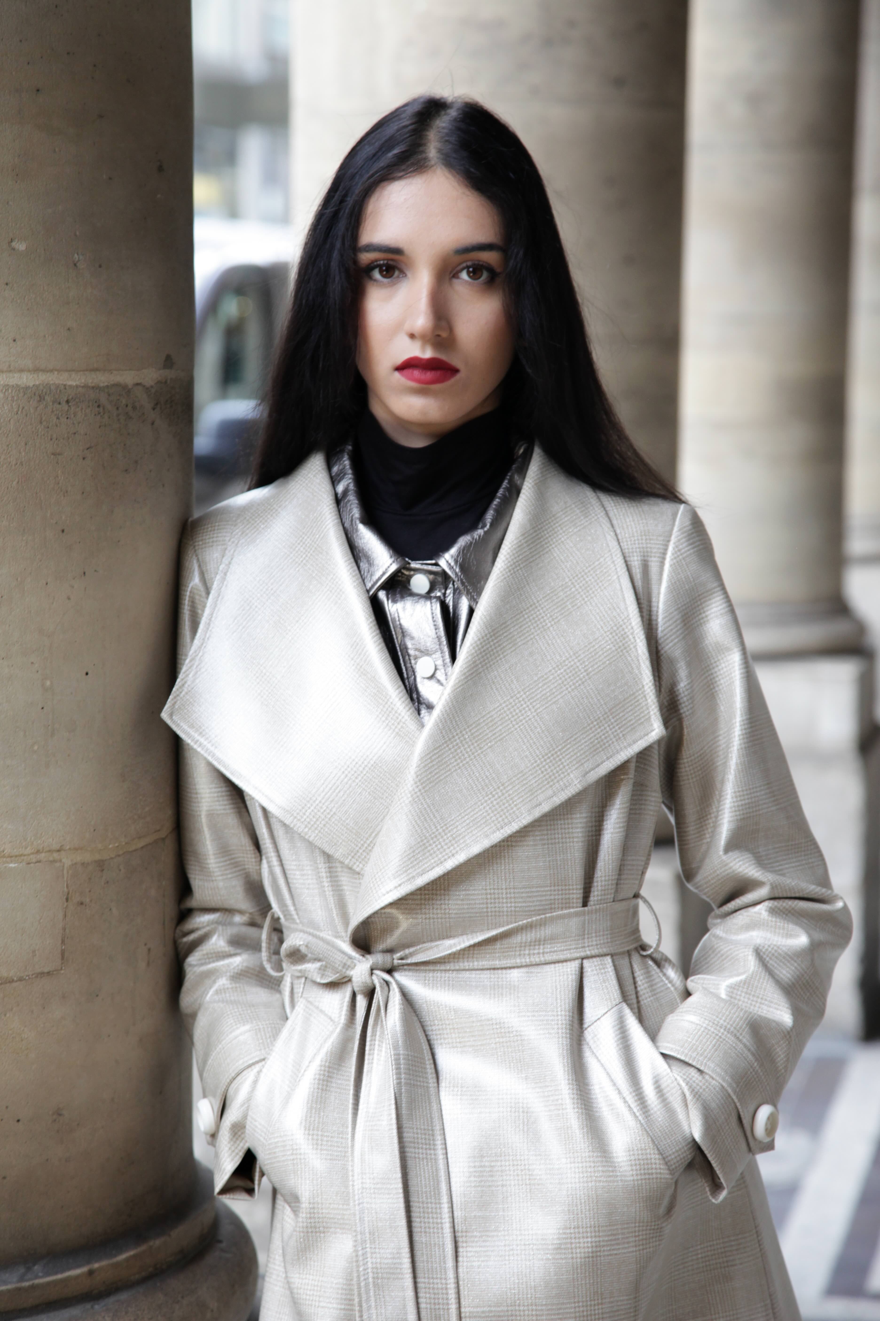 Manteau Trench  Femme Long Métallisé