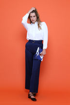 Pantalon Large Femme Taille Haute à Boucle