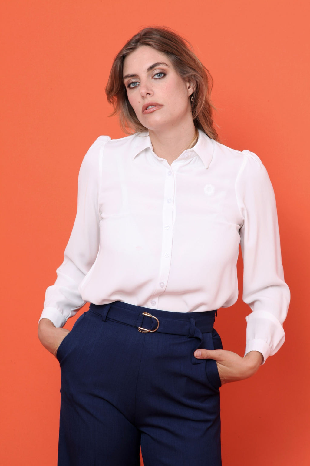 Pantalon Large Femme Taille Haute à Boucle