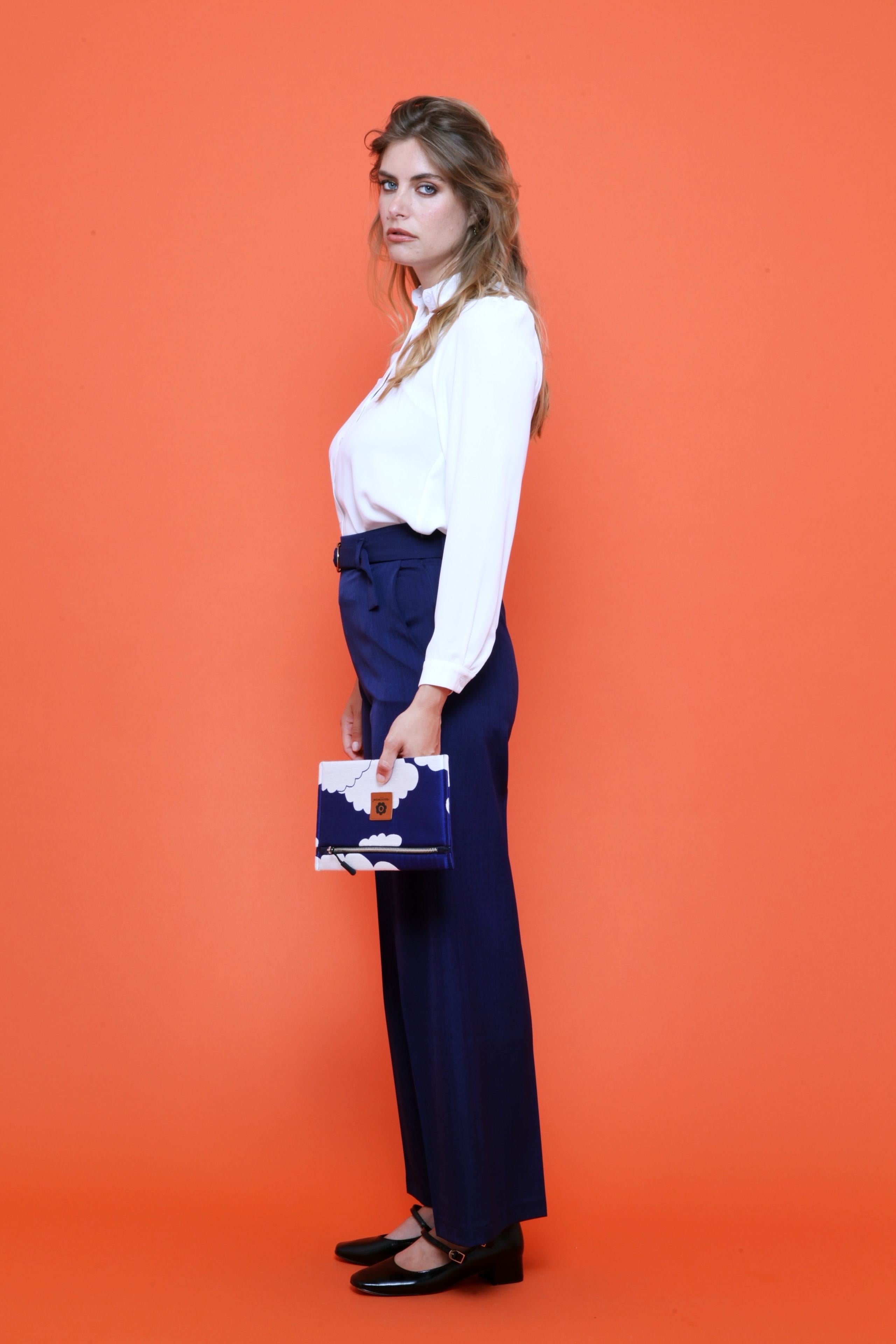 Pantalon Large Femme Taille Haute à Boucle