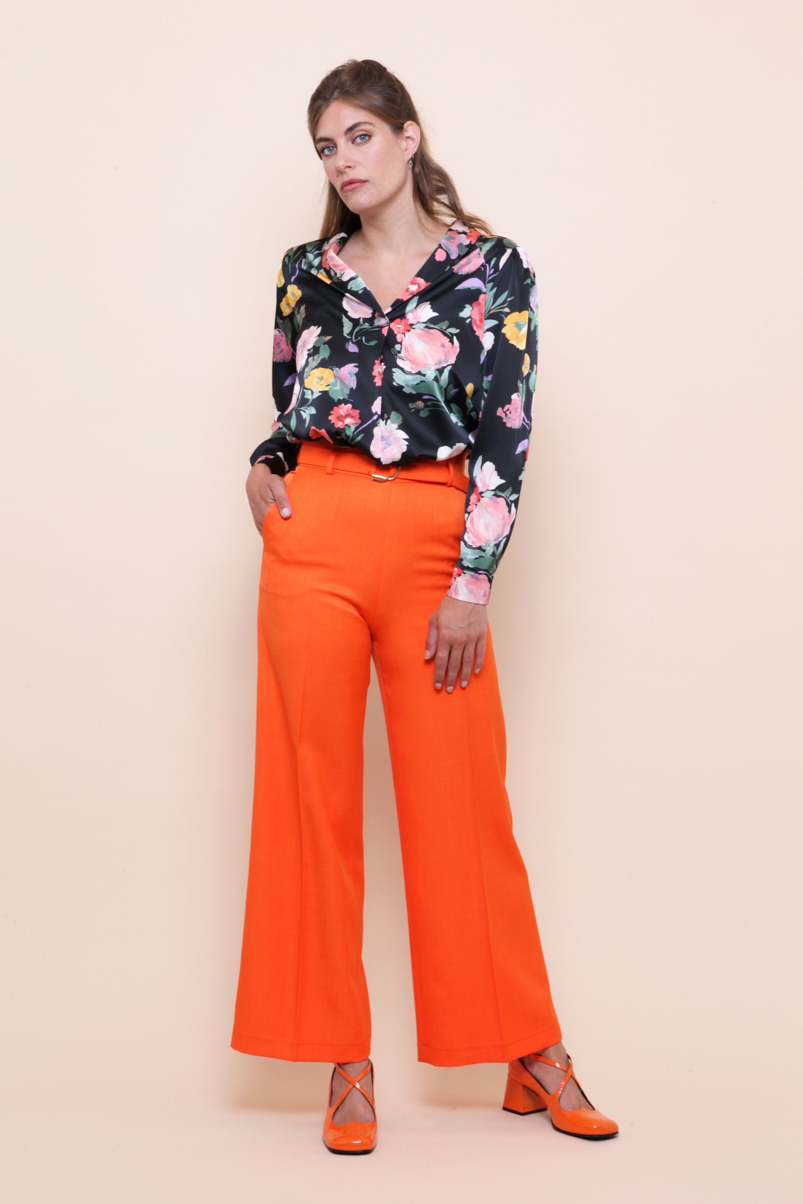 Pantalon Large Femme Taille Haute à Boucle