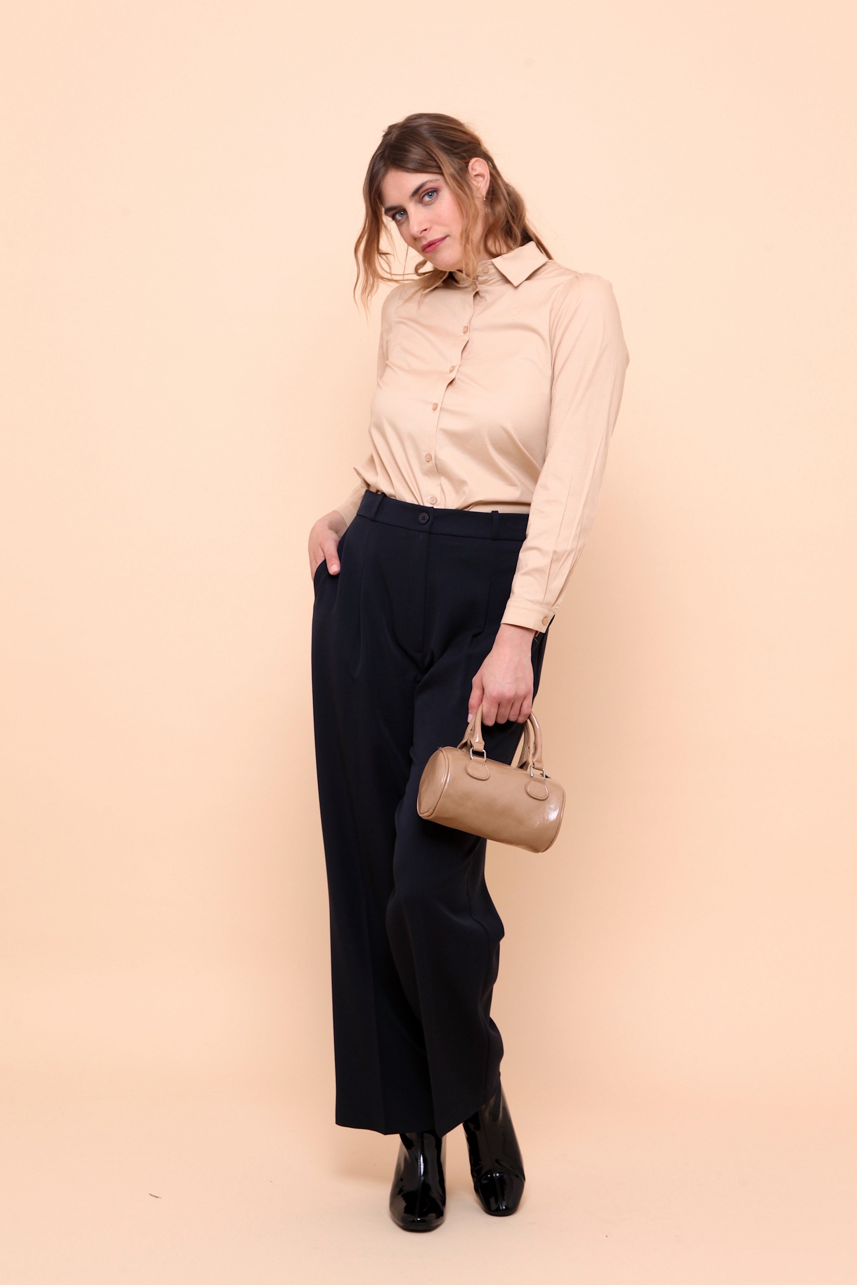 Chemisier Femme Popeline Coton Manches Longues