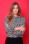 Blouse Motif Graphique Géométrique Noir et Blanc