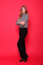 Blouse Motif Graphique Géométrique Noir et Blanc