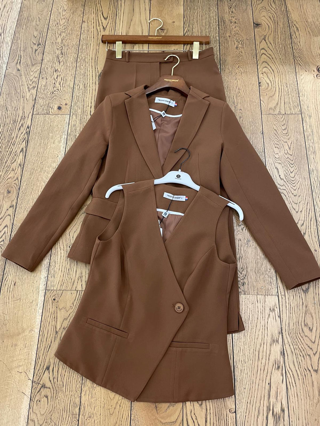 Ensemble tailleurs 3 pièces I Pantalon droit, gilet sans manches, veste blazer