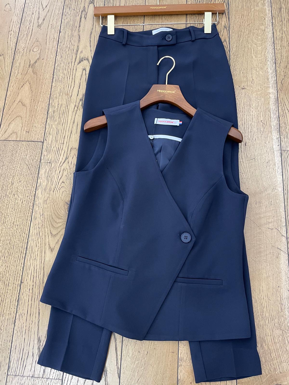 Tailleur Pantalon Femme Veste Manches Courtes